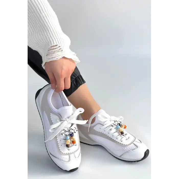 RİAF BEYAZ CİLT BAĞCIKLI SPOR AYAKKABI