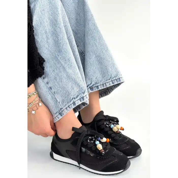 RİAF SİYAH CİLT BAĞCIKLI SPOR AYAKKABI