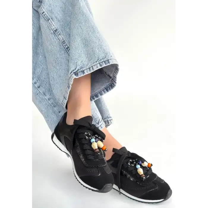 RİAF SİYAH CİLT BAĞCIKLI SPOR AYAKKABI