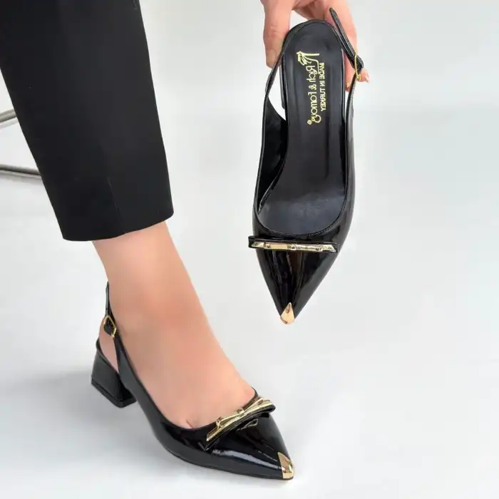 RİCY SİYAH RUGAN TOPUKLU AYAKKABI