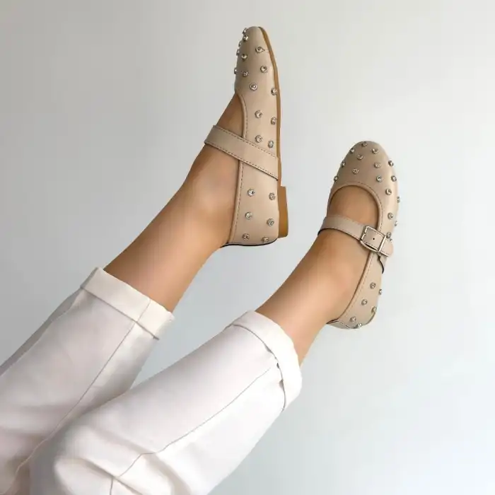 RİTTA BEJ CİLT KEMERLİ BABET AYAKKABI