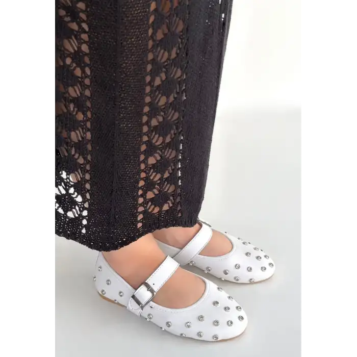 RİTTA BEYAZ CİLT KEMERLİ BABET AYAKKABI