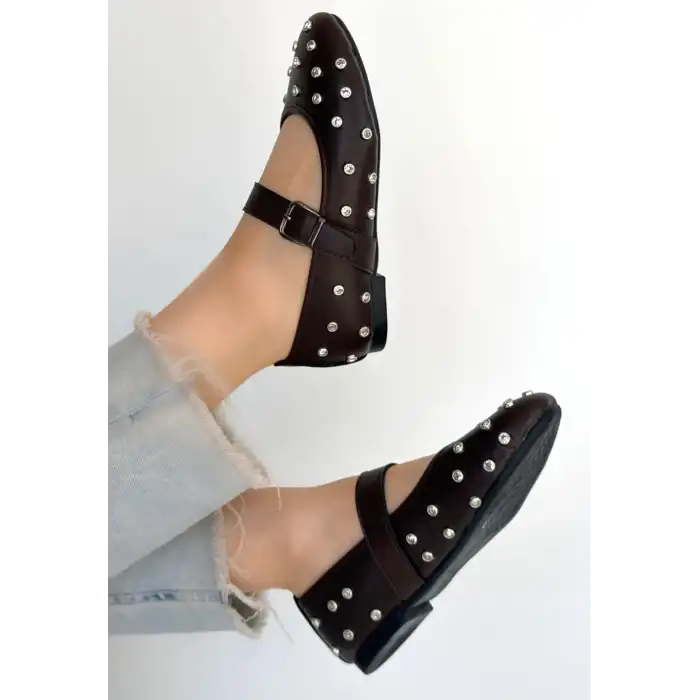 RİTTA KAHVERENGİ CİLT KEMERLİ BABET AYAKKABI