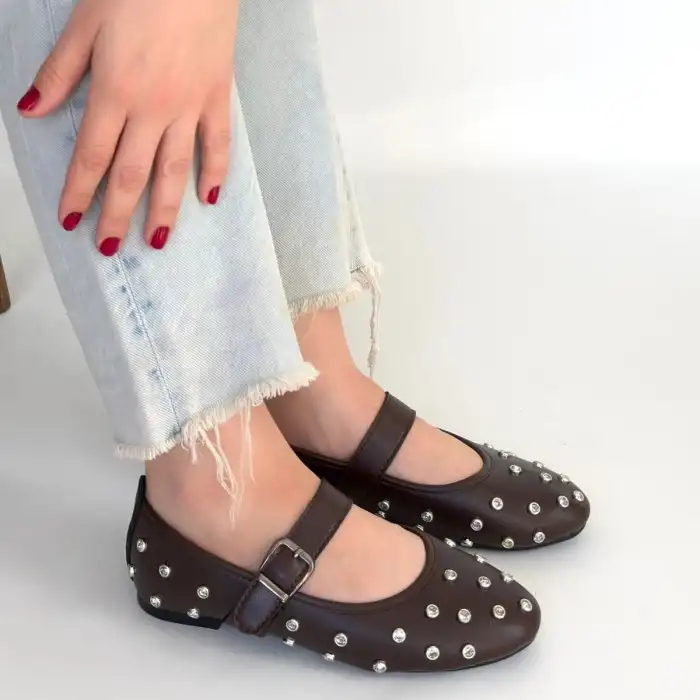 RİTTA KAHVERENGİ CİLT KEMERLİ BABET AYAKKABI