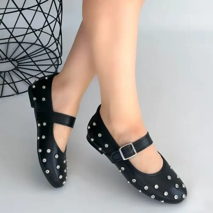 RİTTA SİYAH CİLT KEMERLİ BABET AYAKKABI