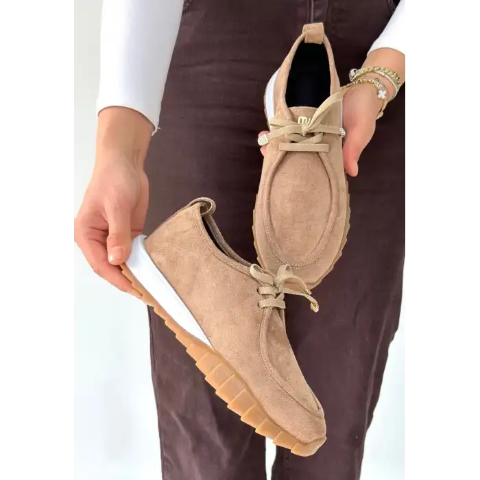 SİER BEJ SÜET BAĞCIKLI SPOR AYAKKABI