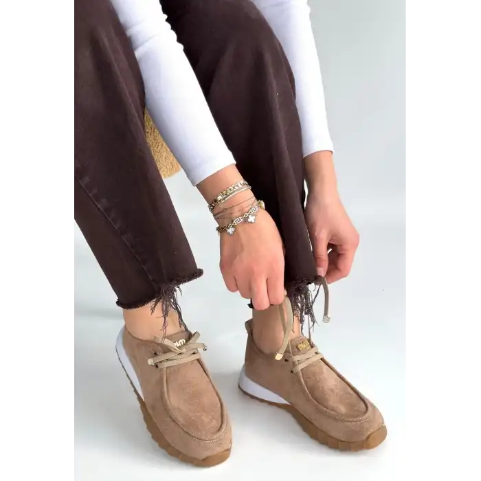 SİER BEJ SÜET BAĞCIKLI SPOR AYAKKABI