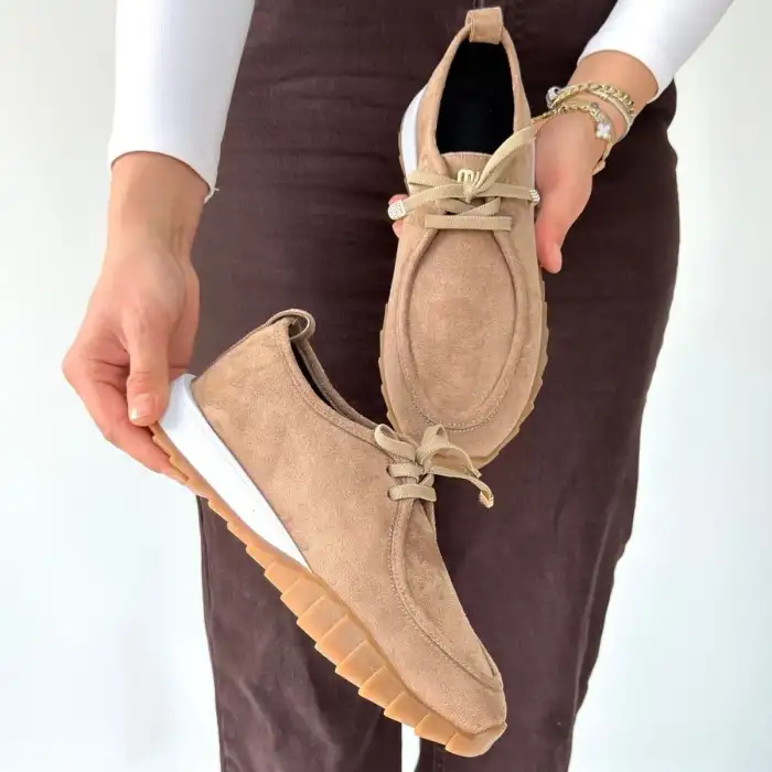 SİER BEJ SÜET BAĞCIKLI SPOR AYAKKABI