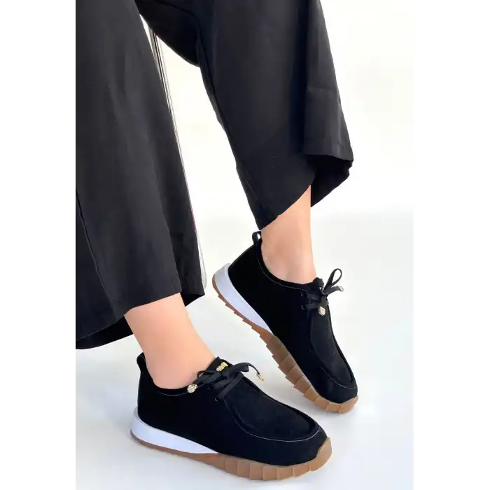 SİER SİYAH SÜET BAĞCIKLI SPOR AYAKKABI