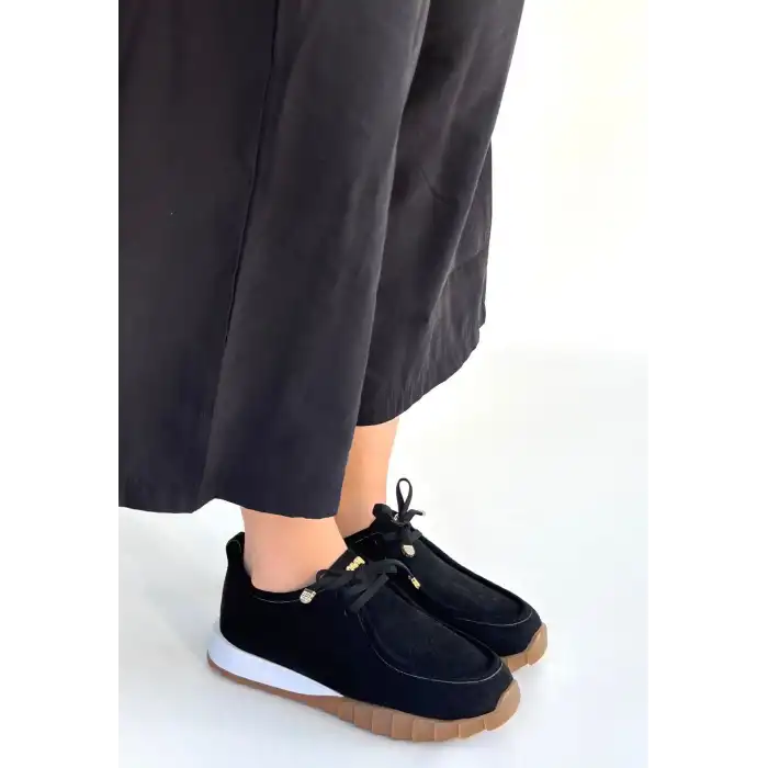 SİER SİYAH SÜET BAĞCIKLI SPOR AYAKKABI