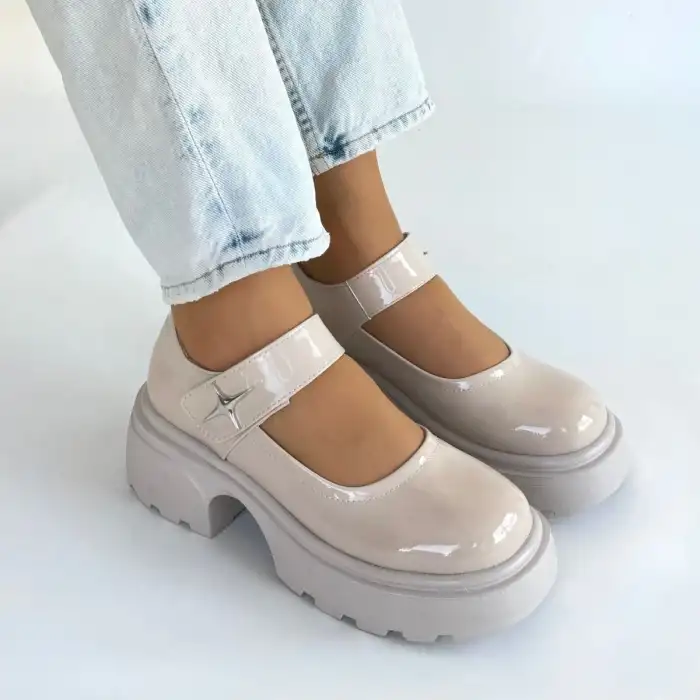 SİYAT BEJ RUGAN DOLGU TOPUK OXFORD AYAKKABI