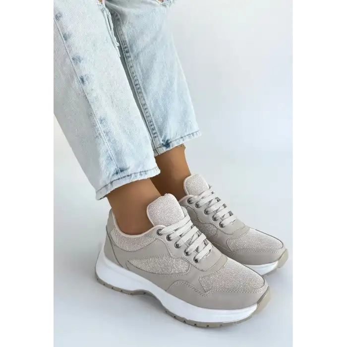 SLAR BEJ CİLT BAĞCIKLI SPOR AYAKKABI