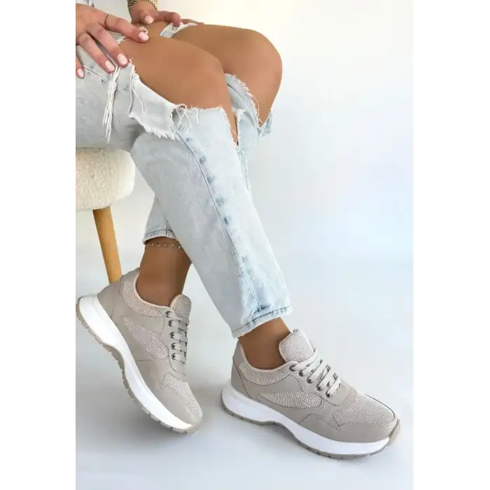 SLAR BEJ CİLT BAĞCIKLI SPOR AYAKKABI