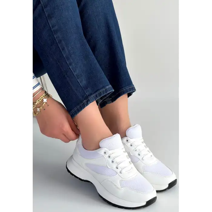 SLAR BEYAZ CİLT SPOR AYAKKABI