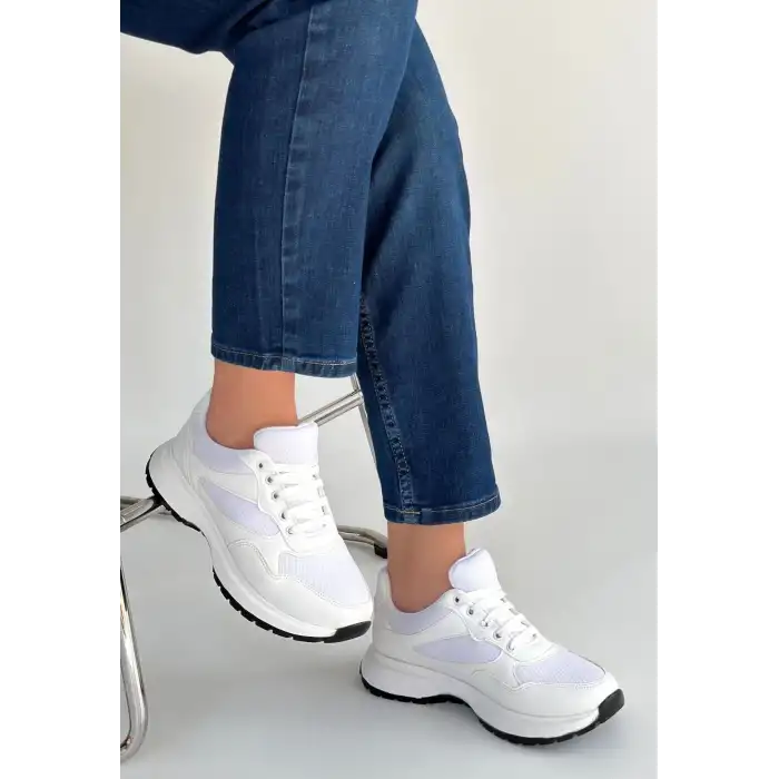 SLAR BEYAZ CİLT SPOR AYAKKABI