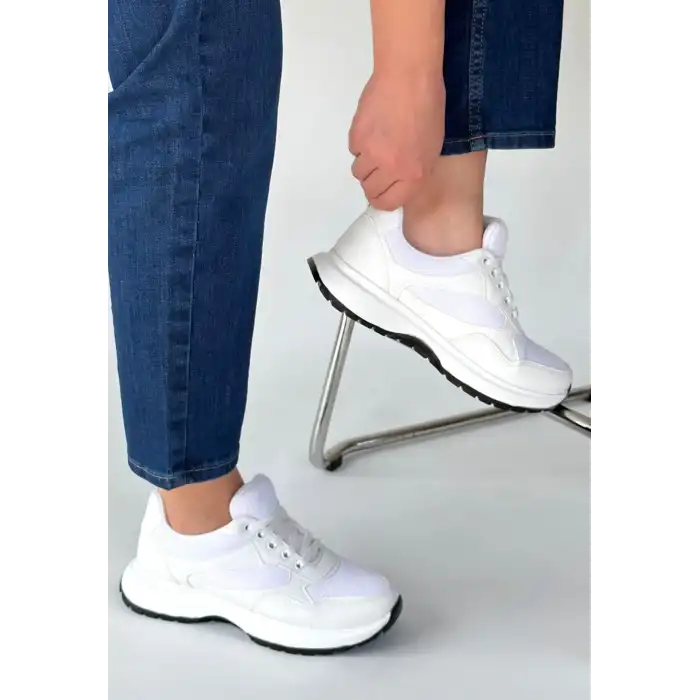 SLAR BEYAZ CİLT SPOR AYAKKABI