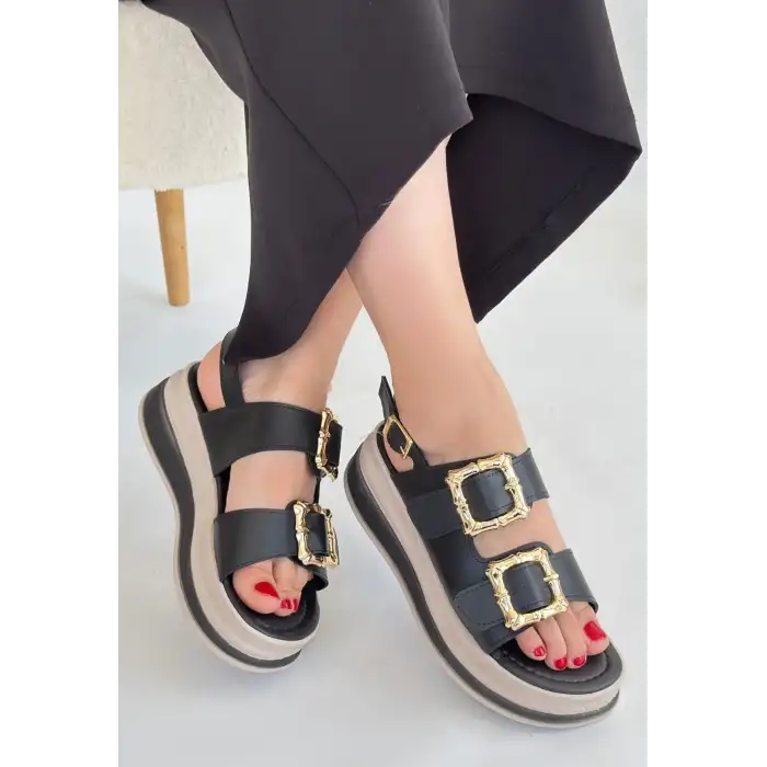 STAN SİYAH CİLT SANDALET