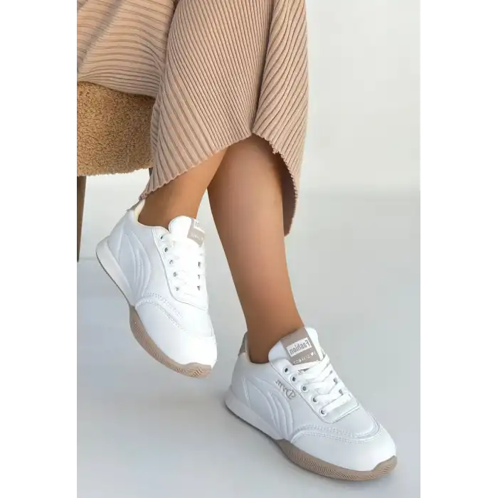 TAWEN BEYAZ CİLT BAĞCIKLI SPOR AYAKKABI