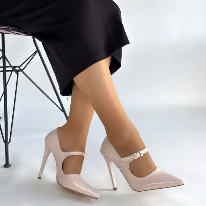 TİEJ BEJ RUGAN STİLETTO AYAKKABI