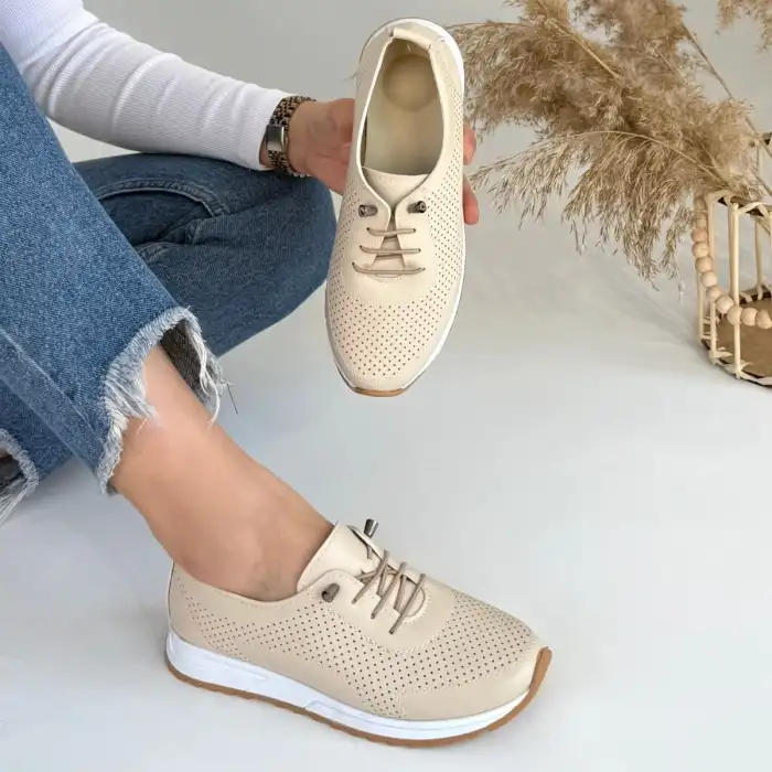 TONE BEJ CİLT BAĞCIKLI SPOR AYAKKABI