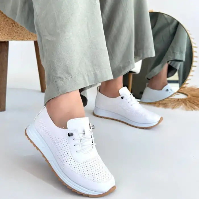 TONE BEYAZ CİLT BAĞCIKLI SPOR AYAKKABI