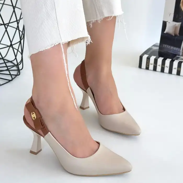 TORAN BEJ CİLT TOPUKLU AYAKKABI