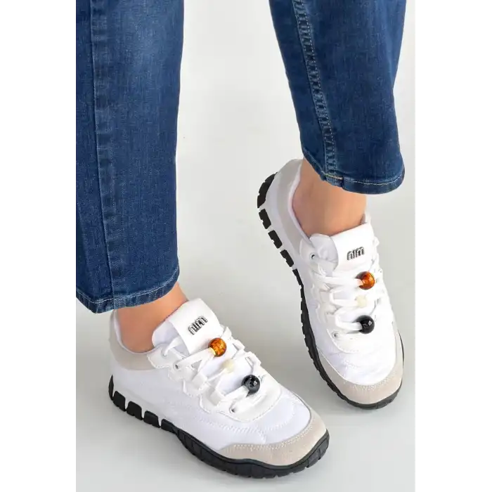 TUES BEYAZ NUBUK BAĞCIKLI SPOR AYAKKABI