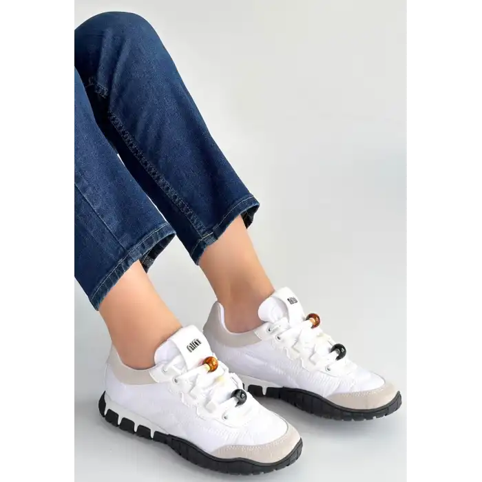 TUES BEYAZ NUBUK BAĞCIKLI SPOR AYAKKABI