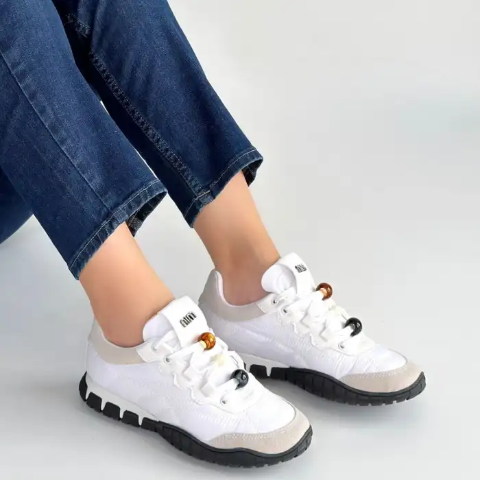 TUES BEYAZ NUBUK BAĞCIKLI SPOR AYAKKABI