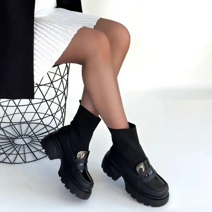 WANYE SİYAH CİLT CİLT STREÇLİ BOT