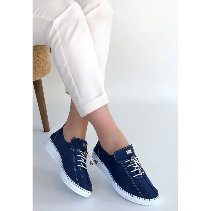 WARTE LACİVERT SÜET BAĞCIKLI SPOR AYAKKABI