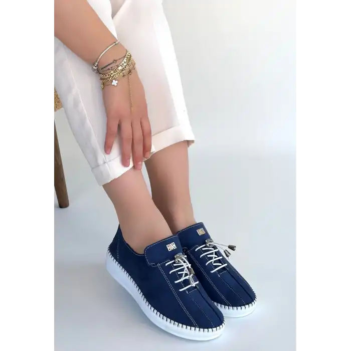 WARTE LACİVERT SÜET BAĞCIKLI SPOR AYAKKABI