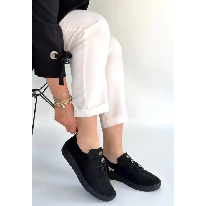 WARTE SİYAH SÜET BAĞCIKLI SPOR AYAKKABI