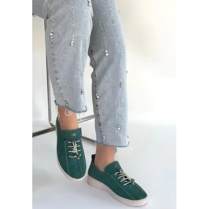 WARTE YEŞİL SÜET BAĞCIKLI SPOR AYAKKABI