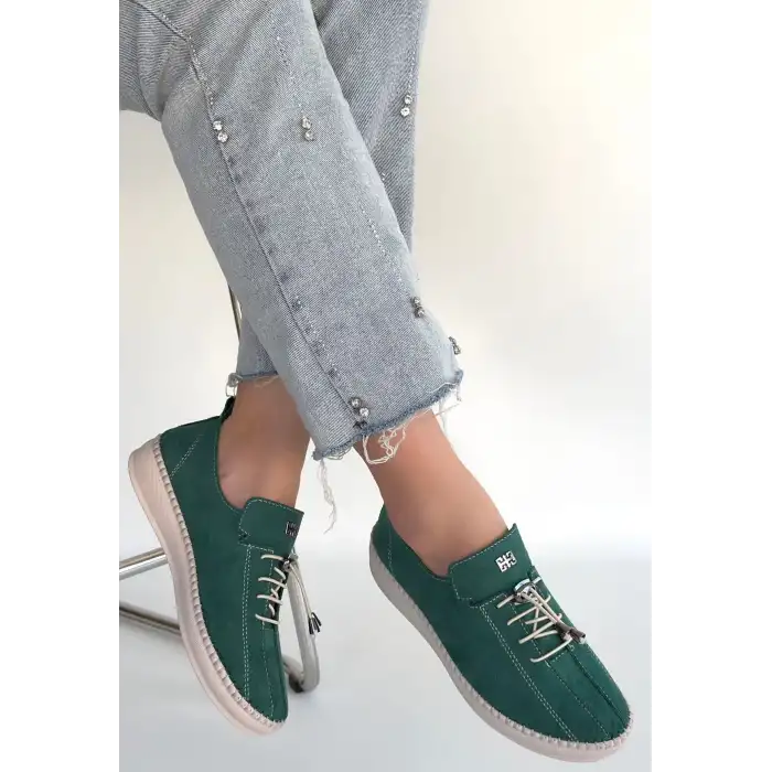 WARTE YEŞİL SÜET BAĞCIKLI SPOR AYAKKABI