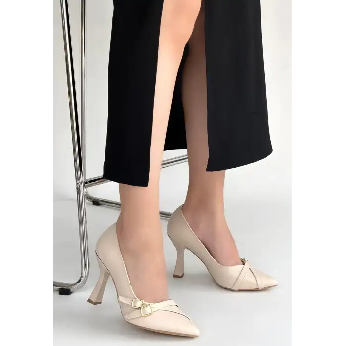 WENDA BEJ CİLT TOPUKLU AYAKKABI