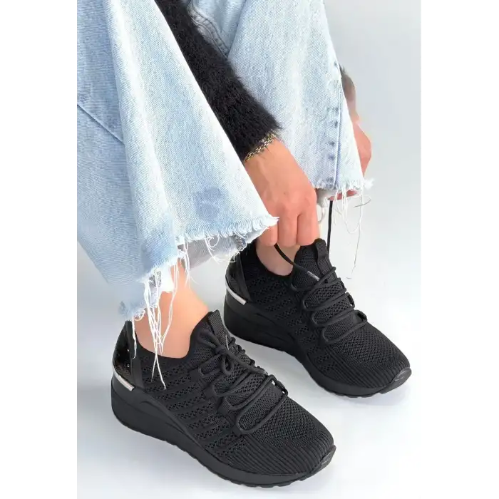 WEOR SİYAH TRİKO BAĞCIKLI SPOR AYAKKABI