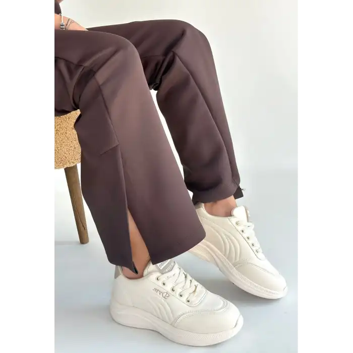 YEJJA BEJ CİLT BAĞCIKLI SPOR AYAKKABI