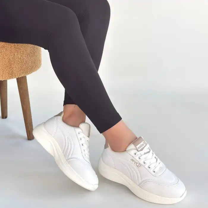 YEJJA BEYAZ CİLT BAĞCIKLI SPOR AYAKKABI