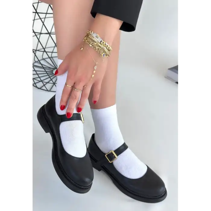 YOKOX SİYAH CİLT OXFORD AYAKKABI