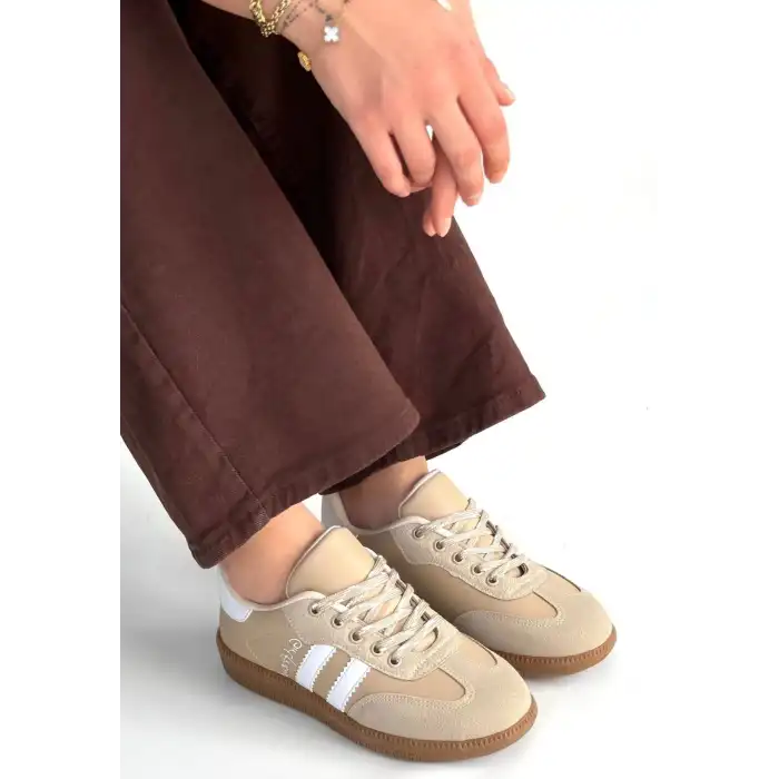 ZERTİ BEJ CİLT BAĞCIKLI SPOR AYAKKABI