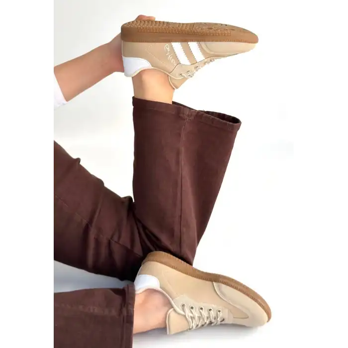 ZERTİ BEJ CİLT BAĞCIKLI SPOR AYAKKABI