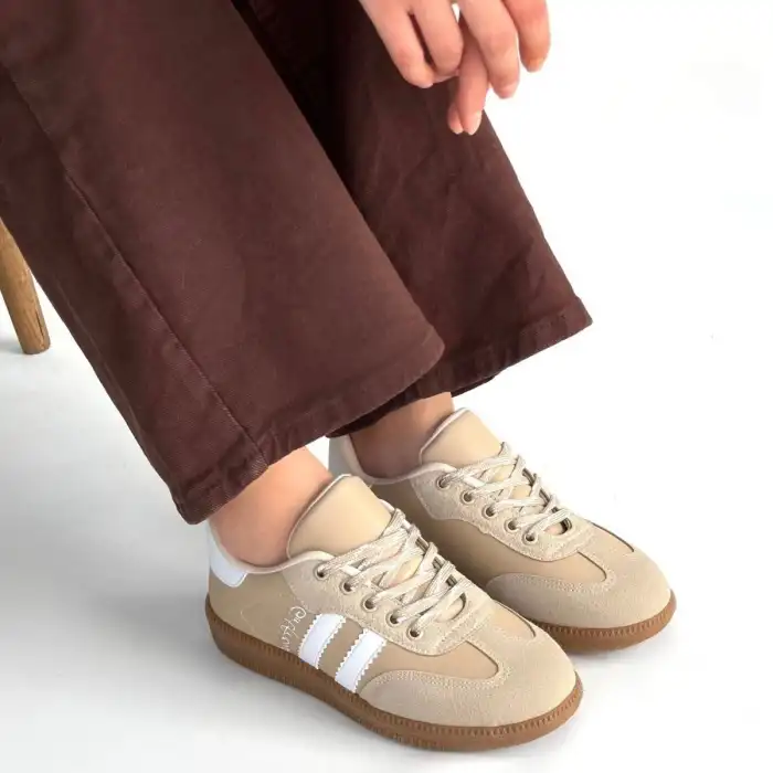 ZERTİ BEJ CİLT BAĞCIKLI SPOR AYAKKABI