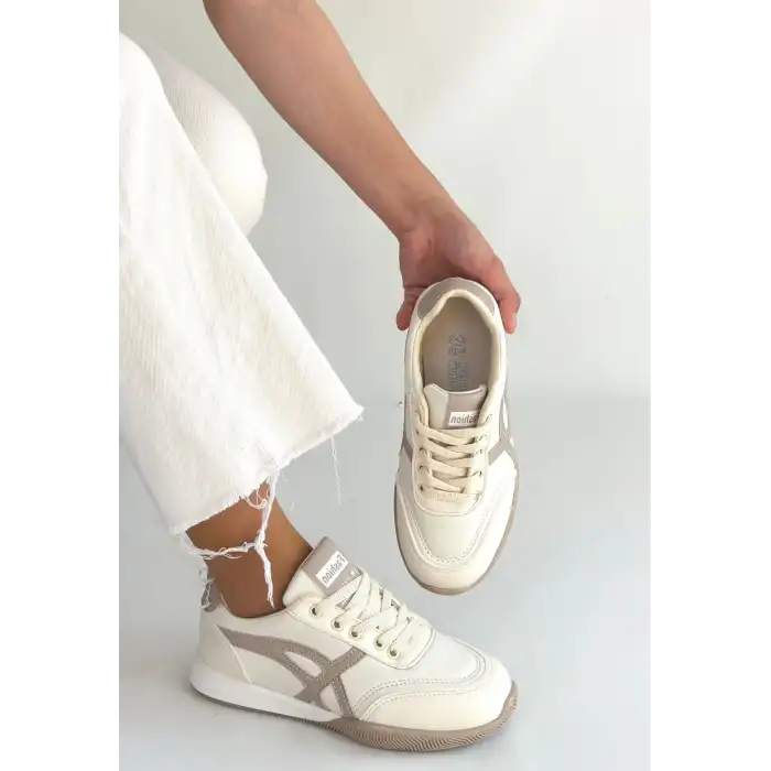 ZLAY BEJ CİLT VİZON DETAYLI BAĞCIKLI SPOR AYAKKABI