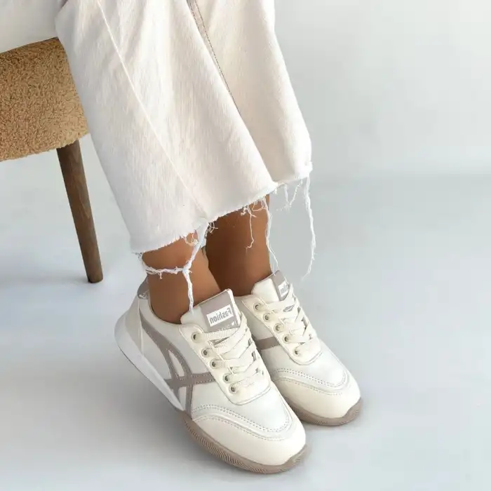 ZLAY BEJ CİLT VİZON DETAYLI BAĞCIKLI SPOR AYAKKABI