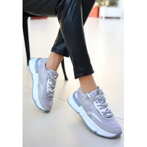 ALEH GRİ CİLT BAĞCIKLI SPOR AYAKKABI