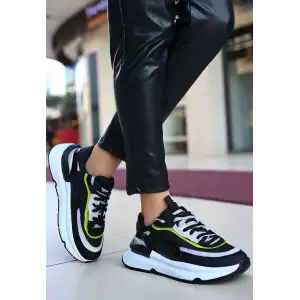 ALEH SİYAH CİLT LİLA DETAYLI SPOR AYAKKABI