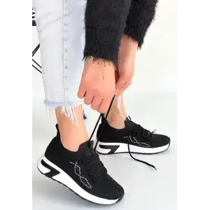 BELAN SİYAH TRİKO BAĞCIKLI SPOR AYAKKABI