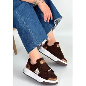 CEANS KAHVERENGİ SÜET BAĞCIKLI SPOR AYAKKABI