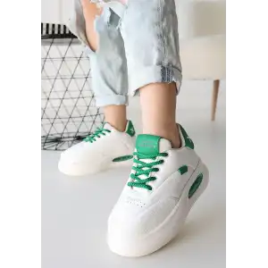 CHRİS BEYAZ CİLT YEŞİL DETAYLI BAĞCIKLI SPOR AYAKKABI